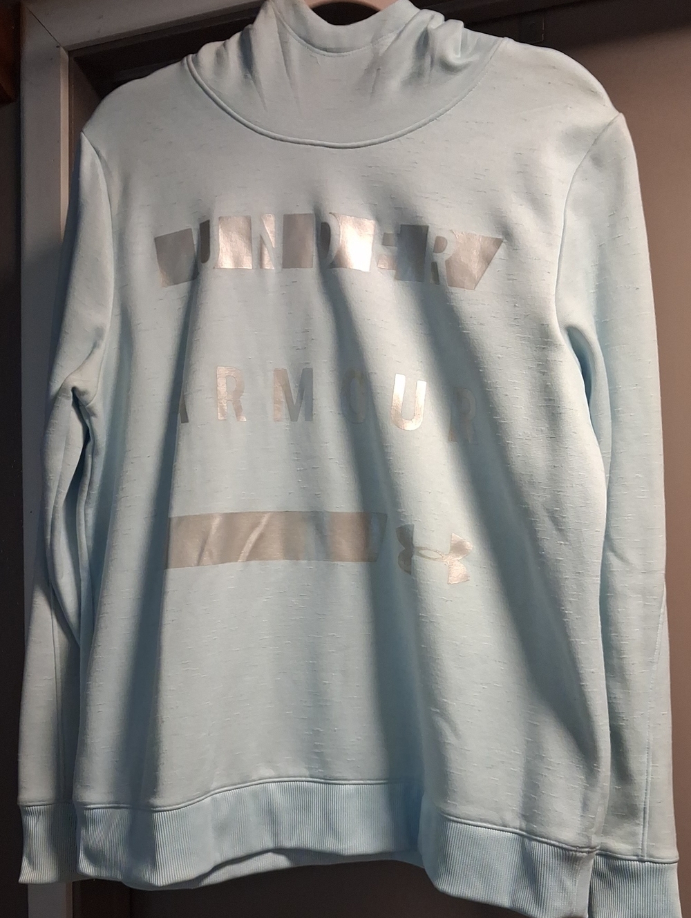 Under Armour Light Blue Hoodie Pullover with Metallic Logo